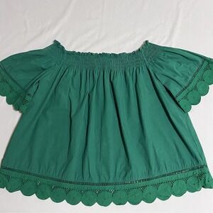 Off Shoulder Peasant Blouse Boho Cottagecore Romantic Flowy Womens Large